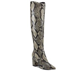 MARC FISHER Womens Gray Snakeskin Cushioned Comfort Pointed Toe Boots.9,5!NEW